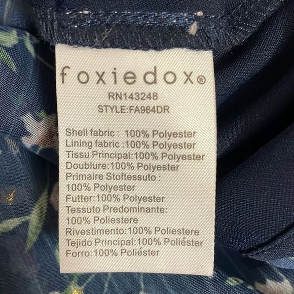Anthropologie Foxiedox “Carolina” Navy Blue Floral Layered Semi-Sheer Midi (2) - Picture 12 of 16